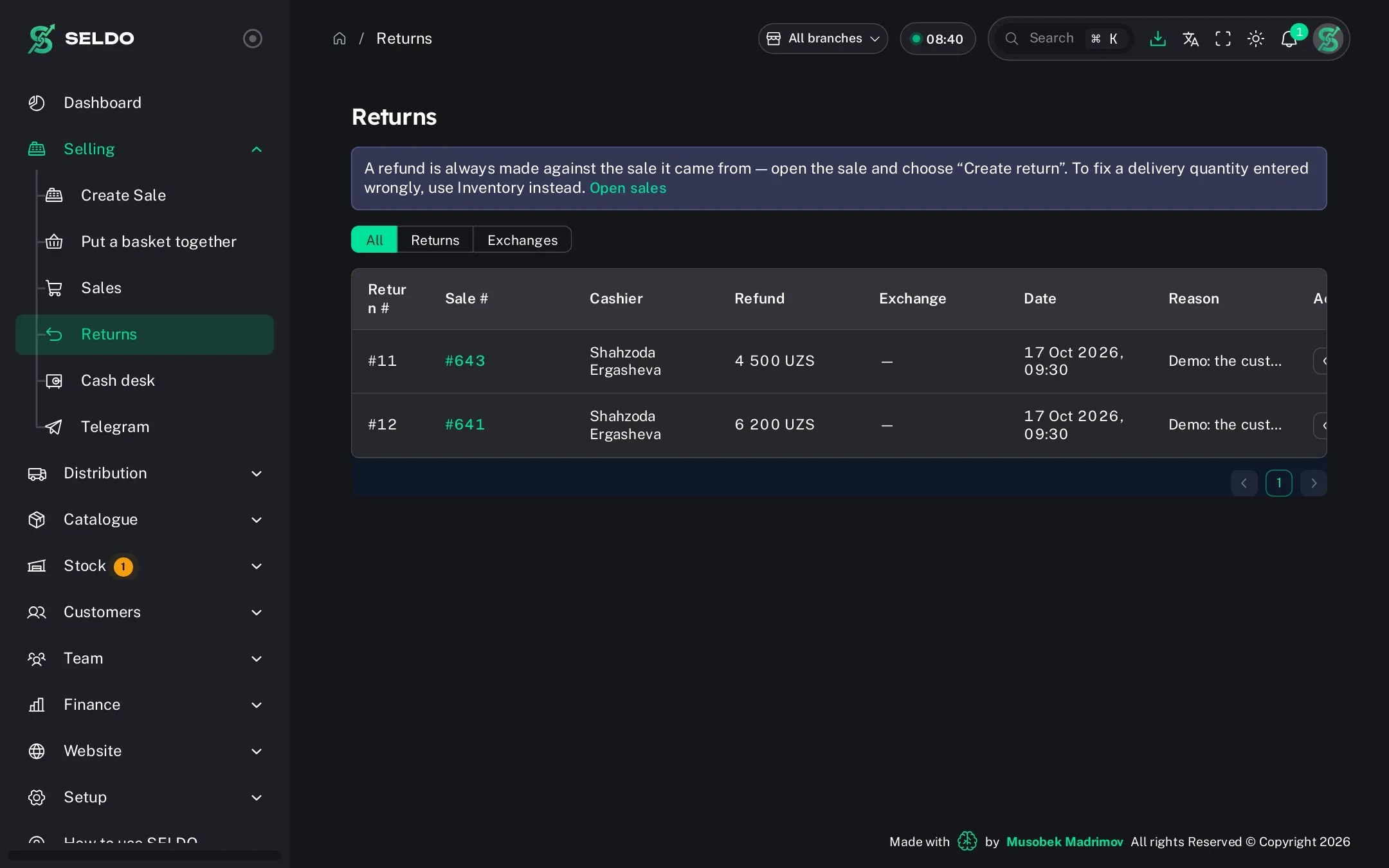 Returns and exchanges