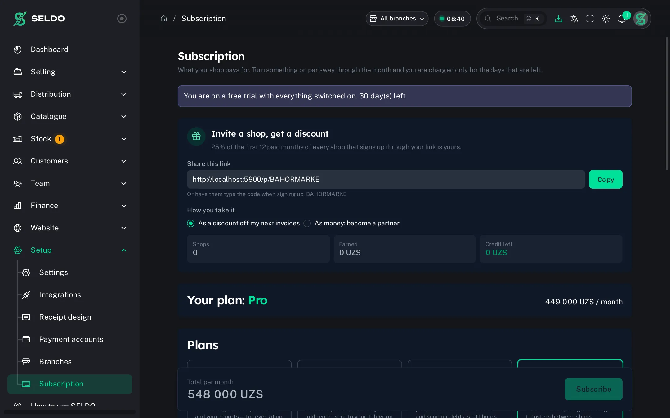 Subscription and modules